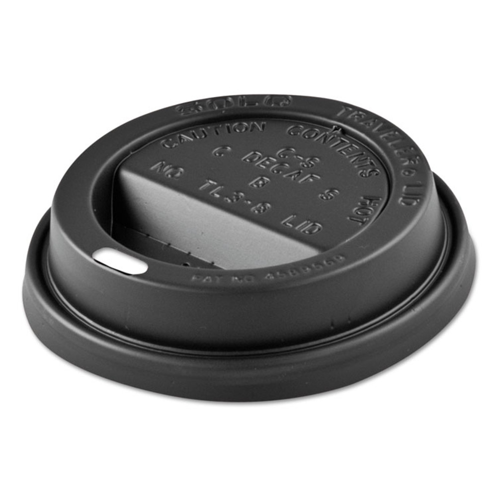 DART SOLO® TL1224TGB Solo Traveler Sip Through Lids for ThermoGuard Hot Cups, Fits 12 oz to 24 oz Hot Cups, Plastic, Black, 1,200/Carton