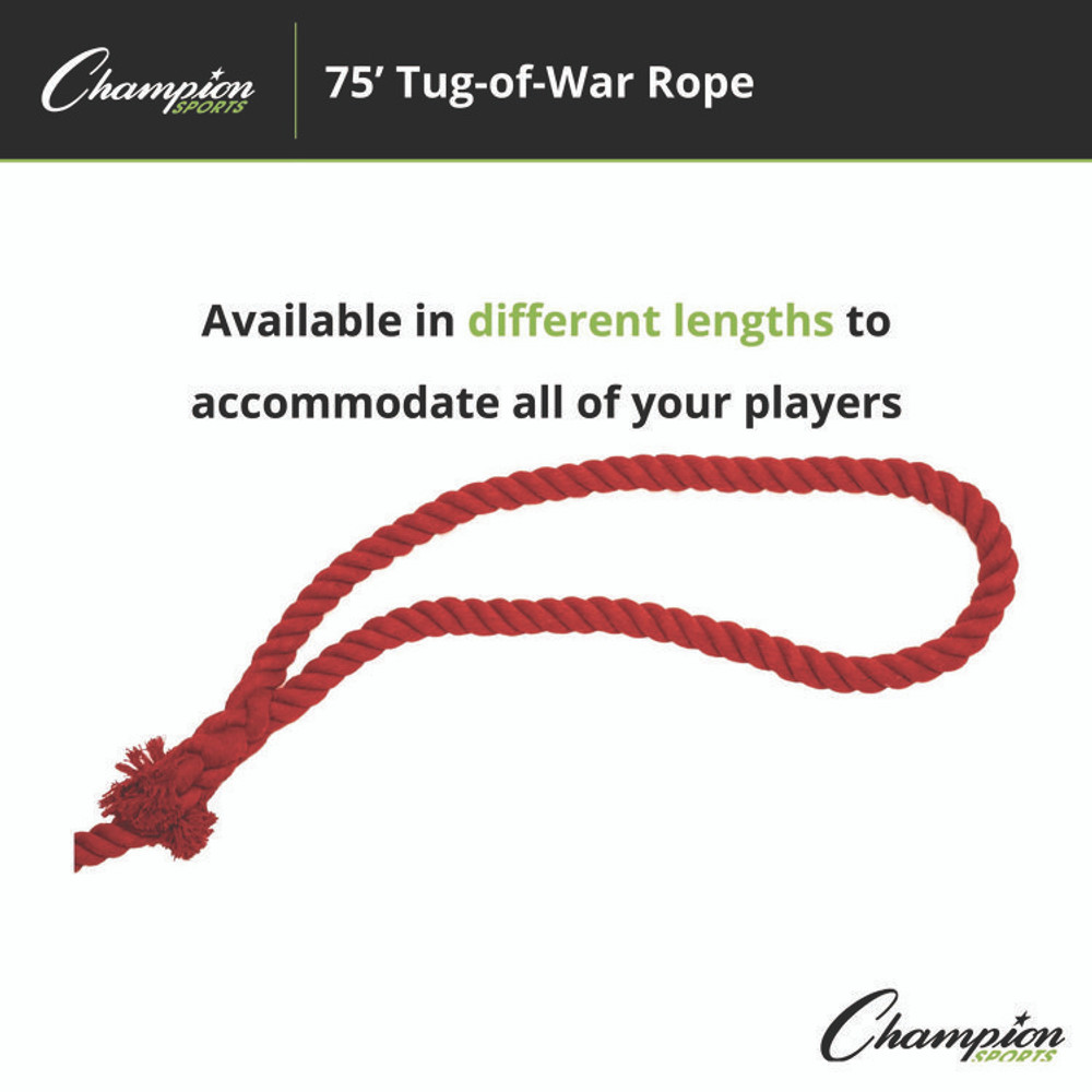 CHAMPION SPORT Sports TWR75 4-Way Tug of War Rope, 75 ft, 1" dia