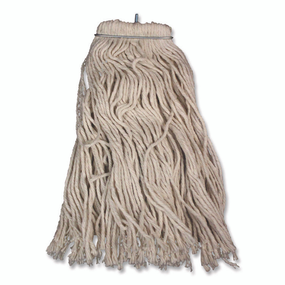 IMPACT PRODUCTS, LLC 12120EA Layflat Regular Screw-Type Mop Head, Cotton, 20 oz, 1" Headband, White