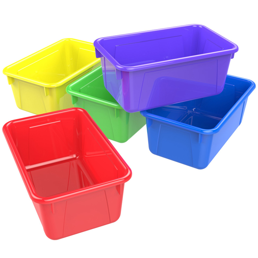 STOREX INDUSTRIES Storex Small Cubby Bin, Assorted Colors, Set of 5