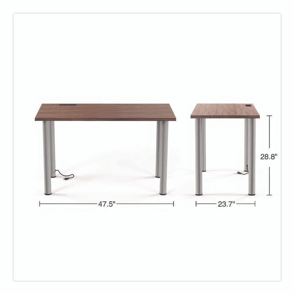 UNION & SCALE 24398974 Essentials Writing Table-Desk with Integrated Power Management, 47.5" x 23.7" x 28.8", Espresso/Aluminum