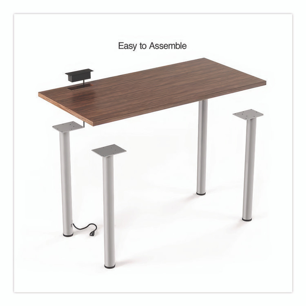 UNION & SCALE 24398974 Essentials Writing Table-Desk with Integrated Power Management, 47.5" x 23.7" x 28.8", Espresso/Aluminum