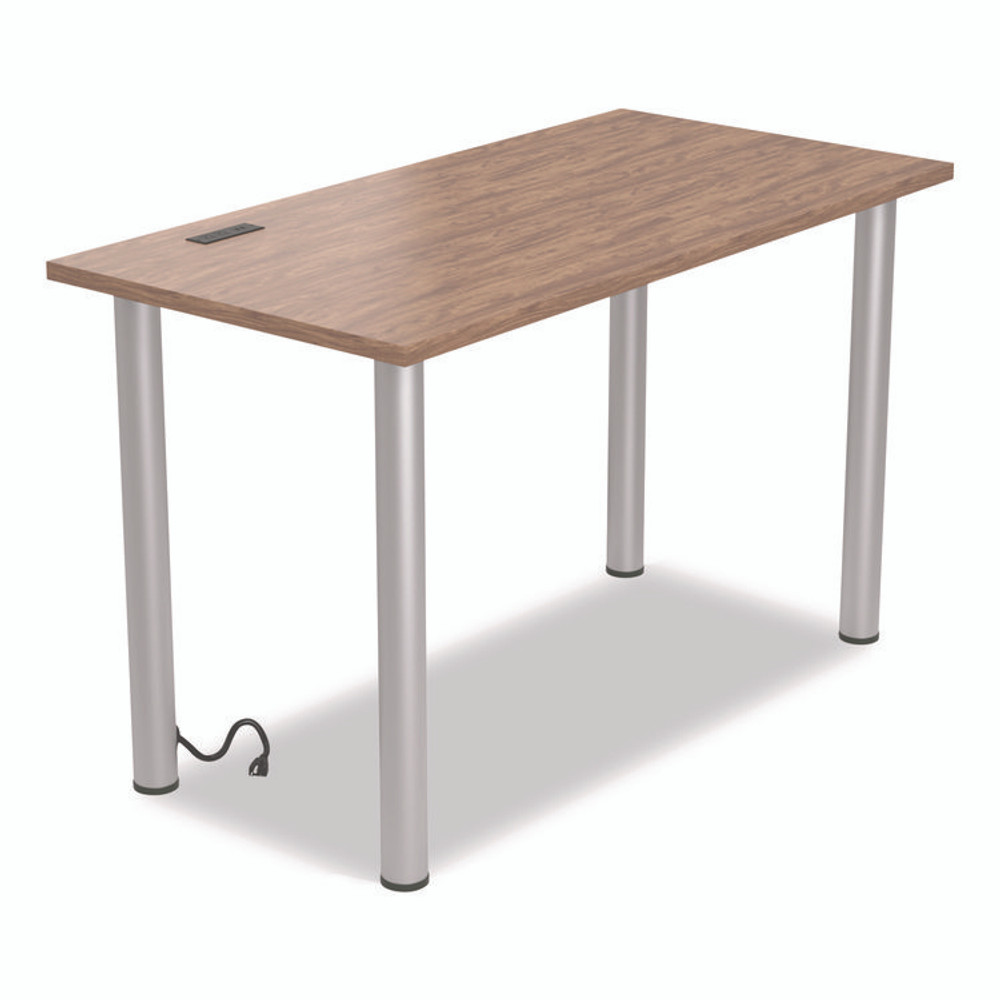 UNION & SCALE 24398974 Essentials Writing Table-Desk with Integrated Power Management, 47.5" x 23.7" x 28.8", Espresso/Aluminum