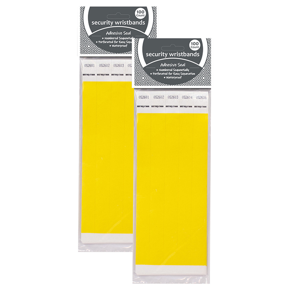 C-LINE PRODUCTS INC C-Line® DuPont™ Tyvek® Security Wristbands, Yellow, 100 Per Pack, 2 Packs