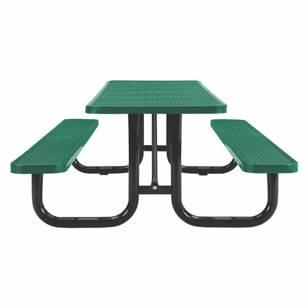 GLOBAL INDUSTRIAL 277153GN Expanded Steel Picnic Table, Rectangular, 96 x 62 x 29.5, Green Top, Green Base/Legs
