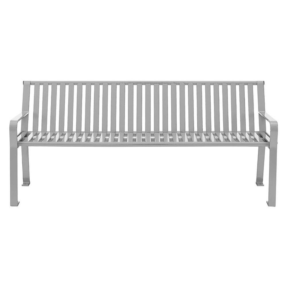 GLOBAL INDUSTRIAL 694854GYKD Steel Slat Benches with Back, 72" x 26" x 31", Gray Seat/Back, Gray Base