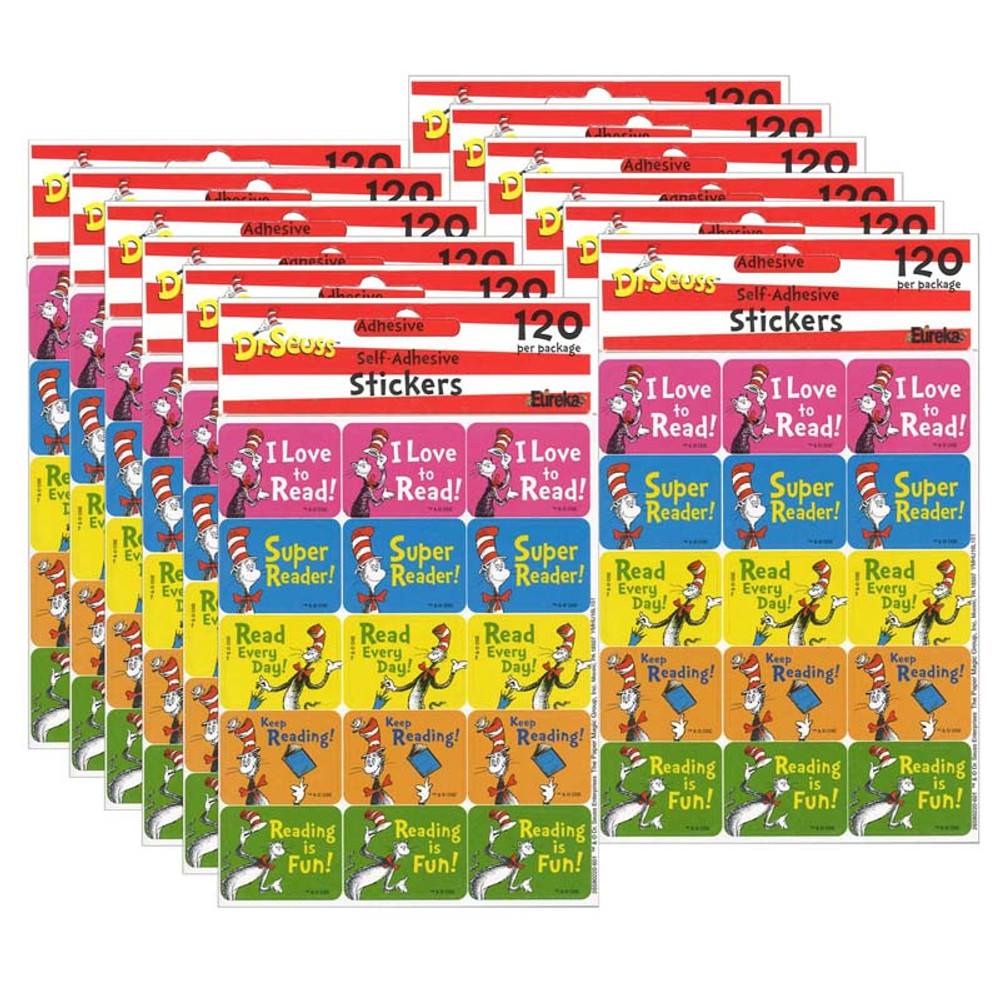 EUREKA Eureka® Cat in the Hat™ Reading Success Stickers, 120 Per Pack, 12 Packs