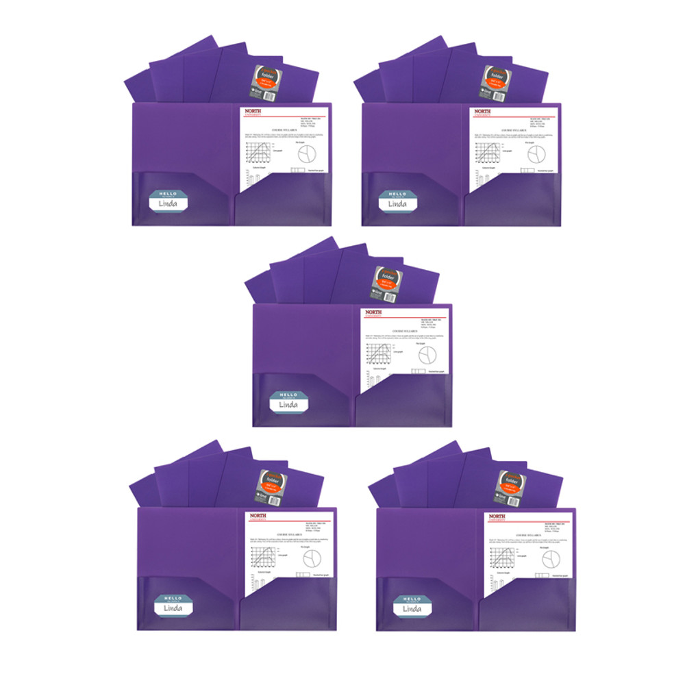 C-LINE PRODUCTS INC C-Line® Two-Pocket Heavyweight Poly Portfolio Folder, Purple, Pack of 25