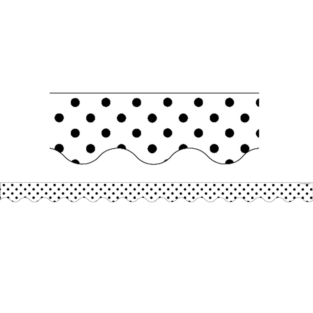 TEACHER CREATED RESOURCES Teacher Created Resources® Black Polka Dots on White Scalloped Border Trim, 35 Feet