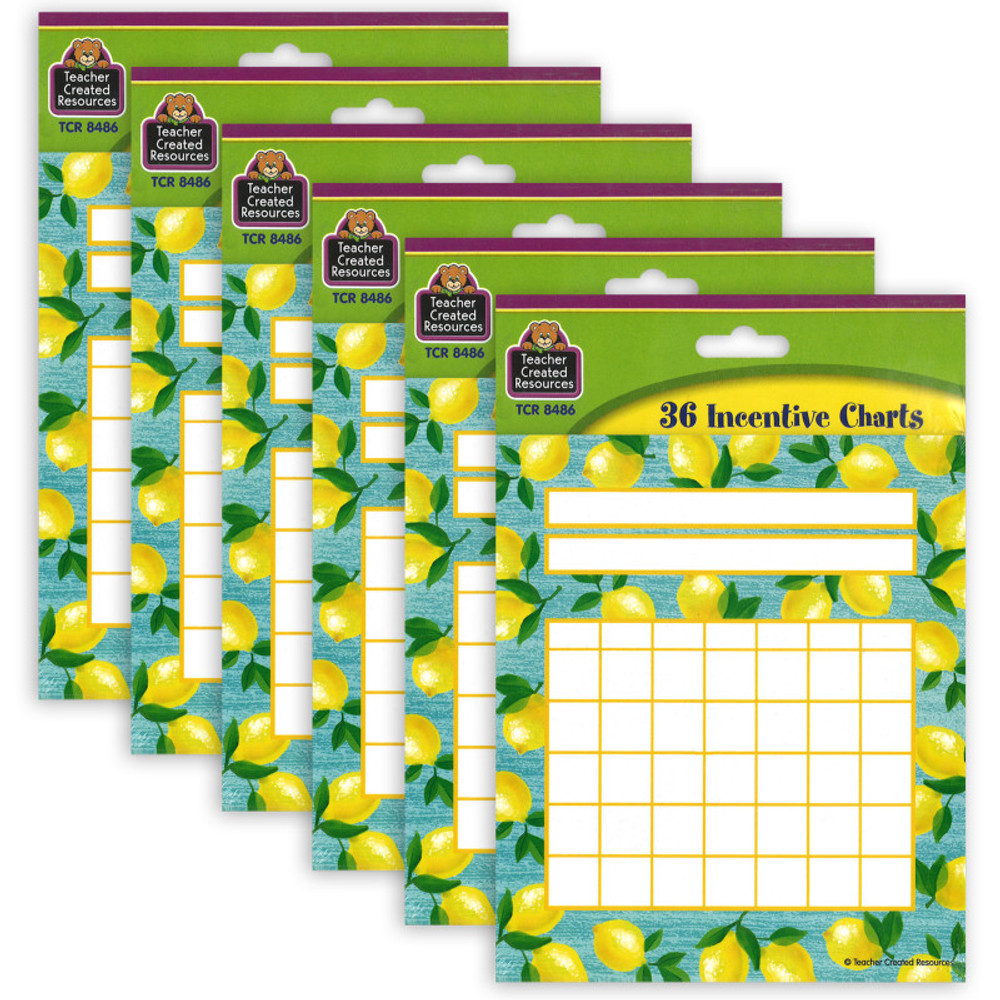 TEACHER CREATED RESOURCES Teacher Created Resources® Lemon Zest Incentive Charts, 36 Per Pack, 6 Packs