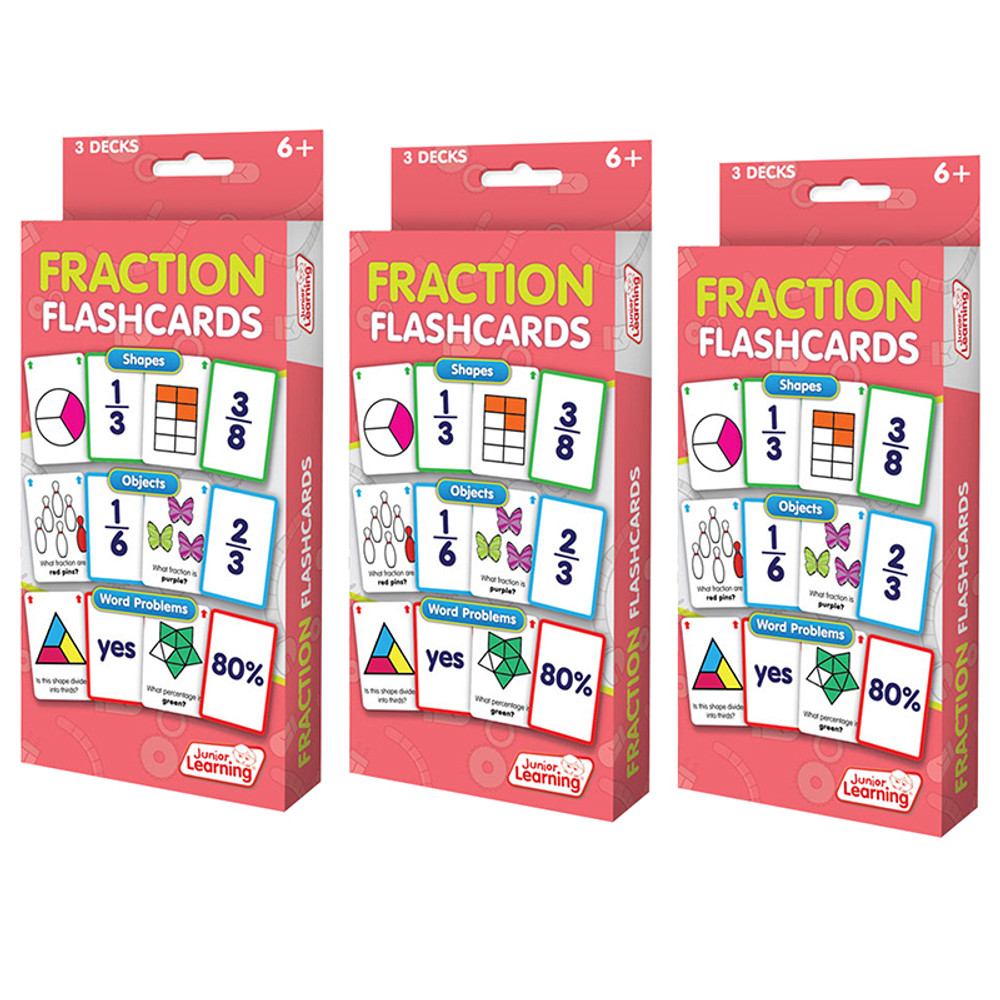 JUNIOR LEARNING Junior Learning® Fraction Flashcards, 3 Sets Per Pack, 3 Packs