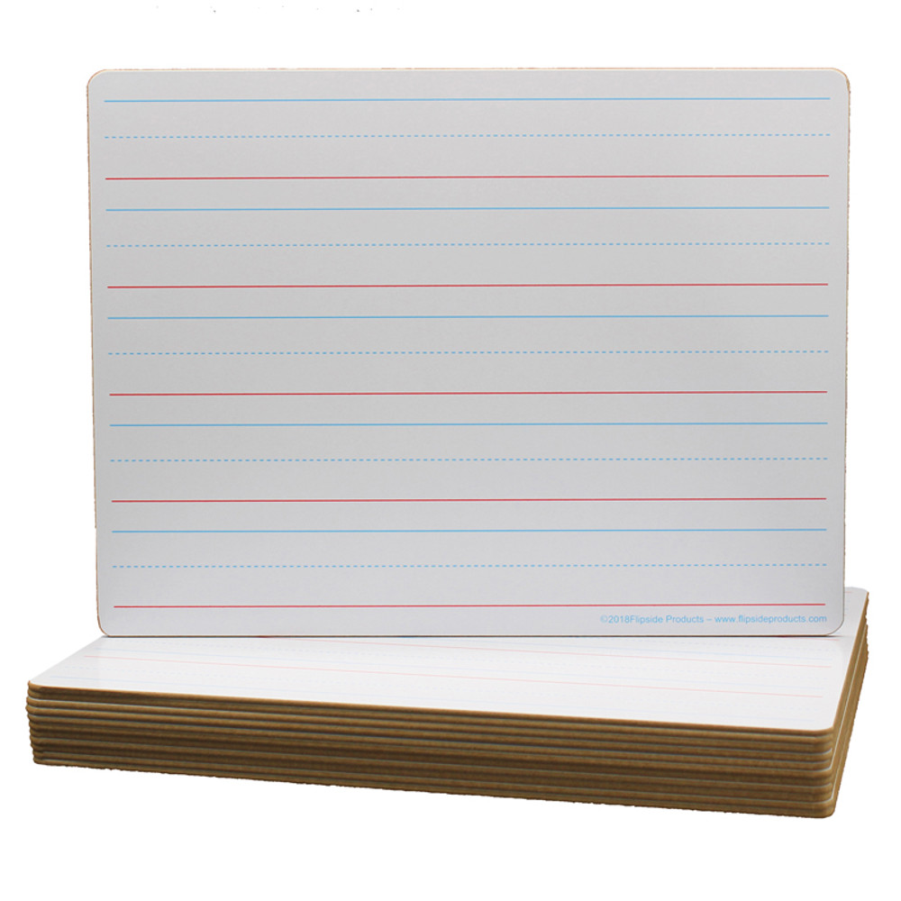 FLIPSIDE Flipside Products Two-Sided Dry Erase Board, Plain/Ruled, 9" x 12", Classpack of 12