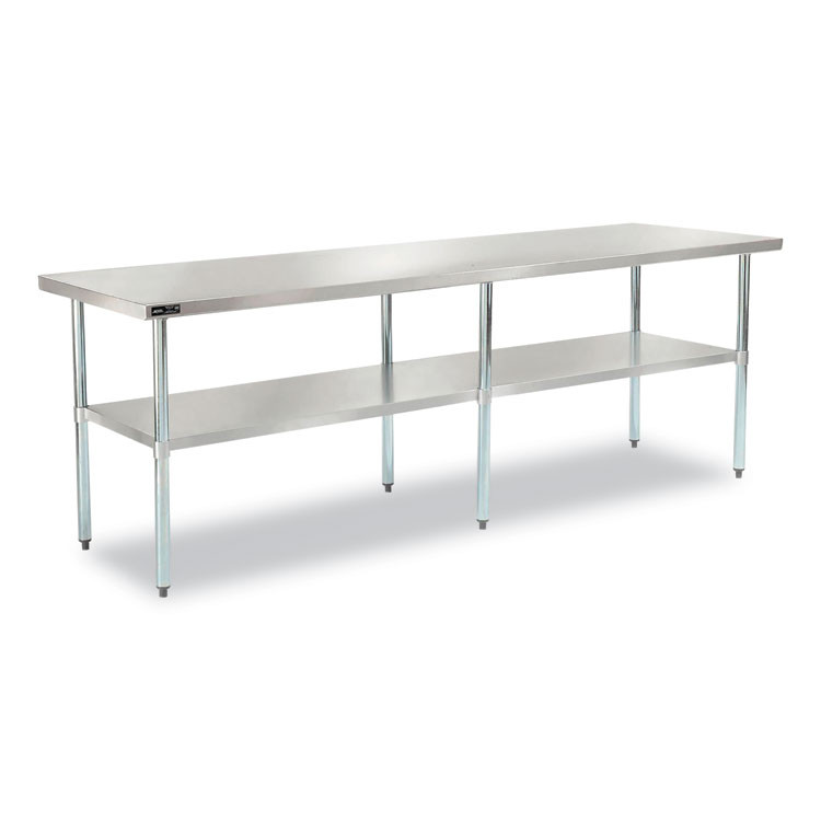 GLOBAL INDUSTRIAL 319058 Work Table with Undershelf, Rectangular, 96 x 30 x 35, Silver Top, Silver Base/Legs