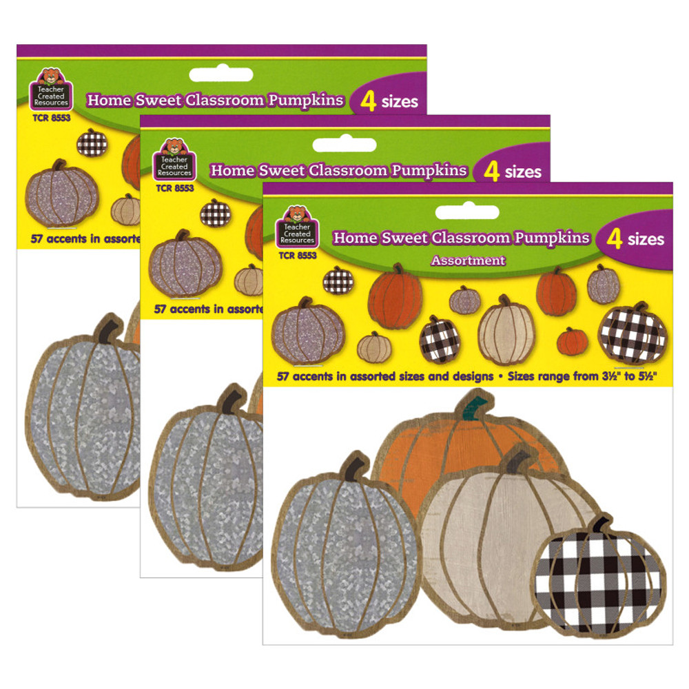 TEACHER CREATED RESOURCES Teacher Created Resources® Home Sweet Classroom Pumpkins Accents, Assorted Sizes, 57 Per Pack, 3 Packs