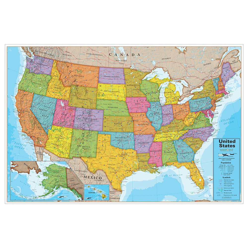 WAYPOINT GEOGRAPHIC Waypoint Geographic Blue Ocean USA 24" x 36" Laminated Wall Map