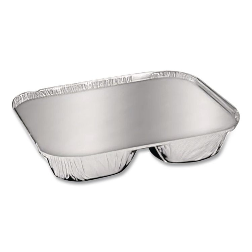 HFA INC 204535-250W Aluminum Oblong Container with Lid, 3 Compartments, 24 oz, 8.5 x 6.38 x 1.47, Silver, 250/Carton
