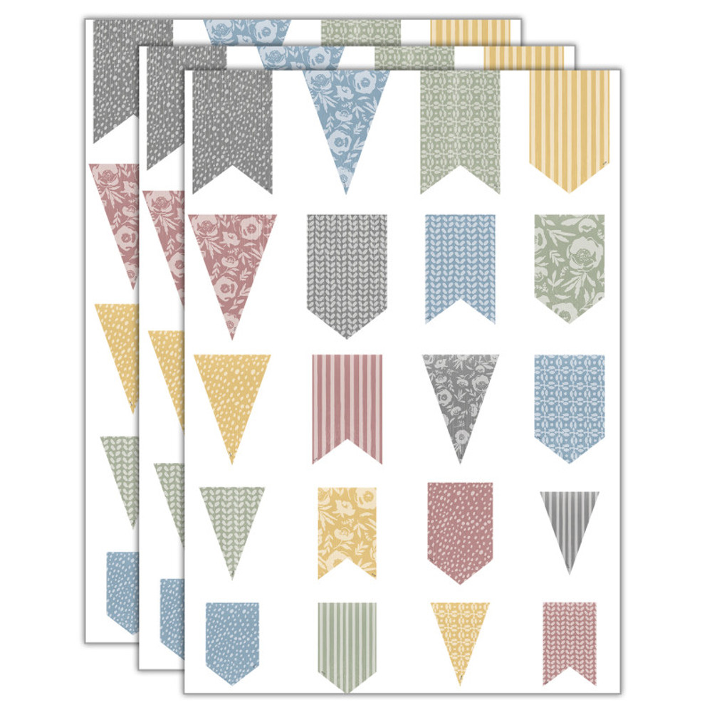 TEACHER CREATED RESOURCES Teacher Created Resources® Classroom Cottage Pennants Accents - Assorted Sizes, 60 Per Pack, 3 Packs
