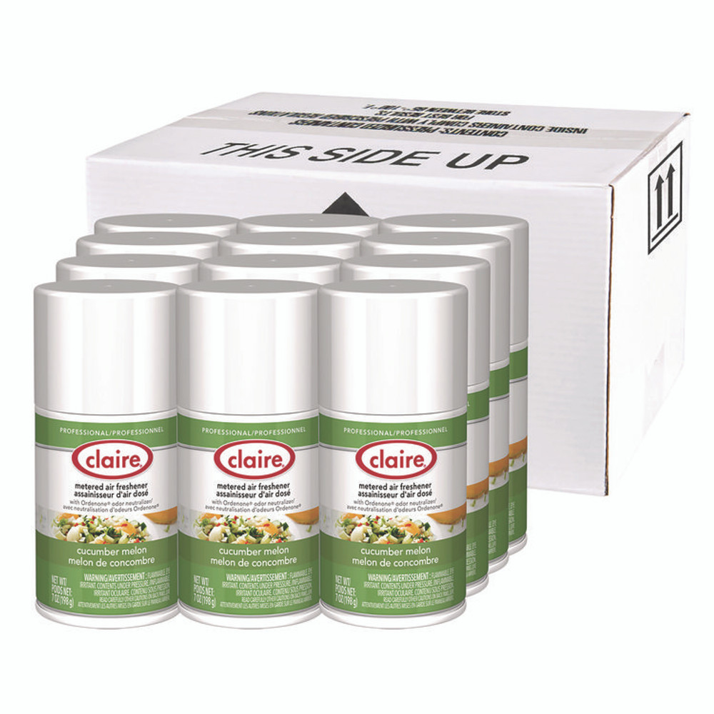 PLZ CORP Claire® 109 Metered Air Freshener, Cucumber Melon Scent, 7 oz Aerosol Spray, 12/Carton