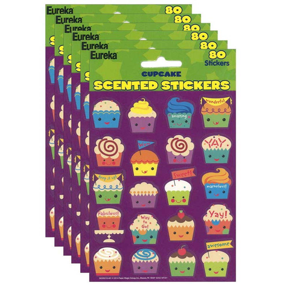 EUREKA Eureka® Cupcake Scented Stickers, 80 Per Pack, 6 Packs