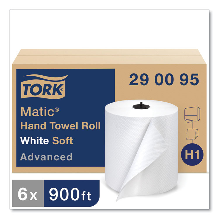 SCA TISSUE Tork® 290095 Advanced Matic Hand Towel Roll, 1-Ply, 7.7" x 900 ft, White, 6 Rolls/Carton