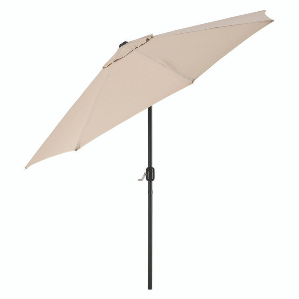 GLOBAL INDUSTRIAL 262071 Outdoor Umbrella with Tilt Mechanism, 102" Span, 94" Long, Tan Canopy, Black Handle