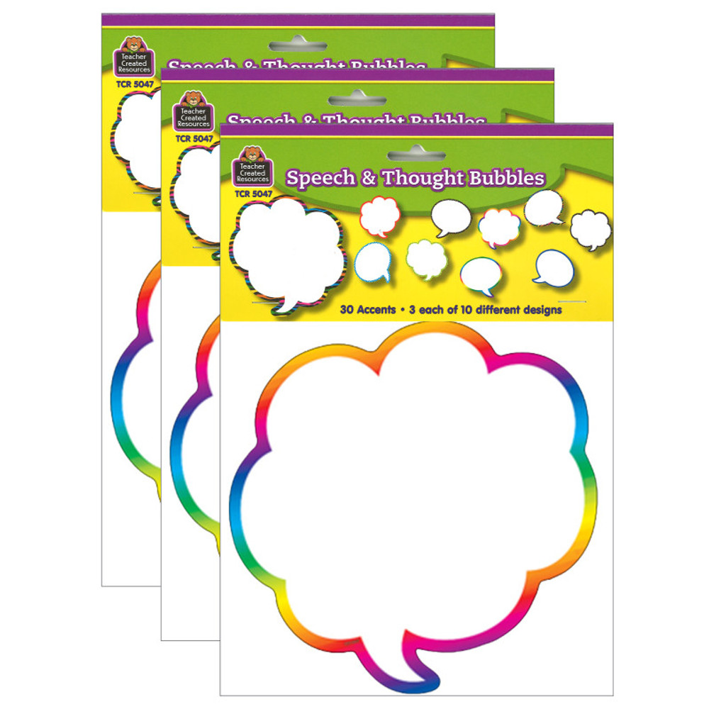 TEACHER CREATED RESOURCES Teacher Created Resources® Speech/Thought Bubbles Accents, 30 Per Pack, 3 Packs