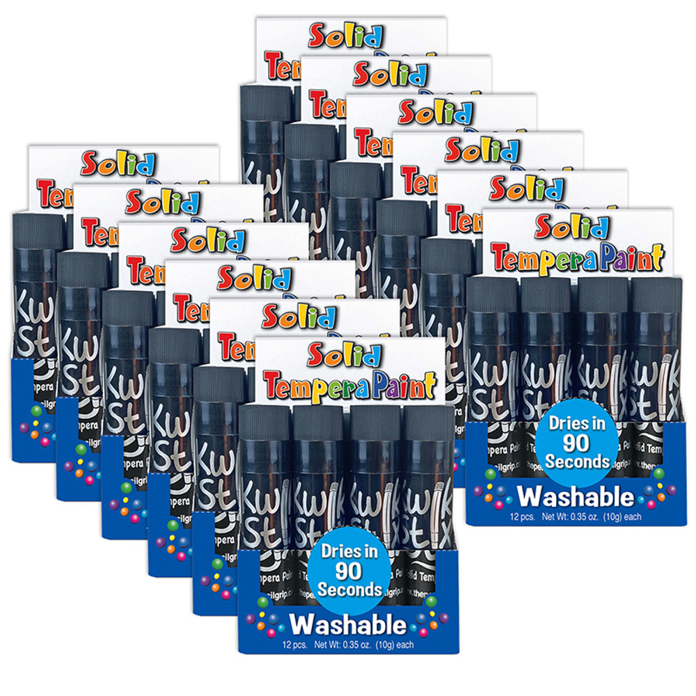 THE PENCIL GRIP Kwik Stix™ Solid Tempera Paint Sticks, Single Color Pack, Black, 12 Per Box, 12 Boxes