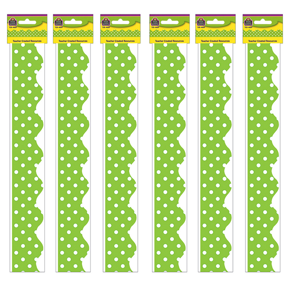 TEACHER CREATED RESOURCES Teacher Created Resources® Lime Mini Polka Dots Border Trim, 35 Feet Per Pack, 6 Packs