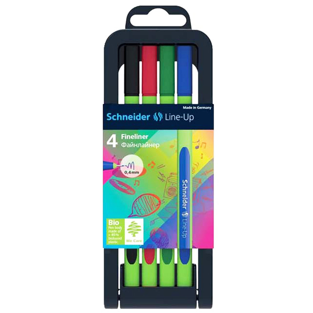 REDIFORM INC Schneider® Line-Up Fineliner Pen, 0.4 mm, Adjustable Case Stand, 4 Assorted Ink Colors