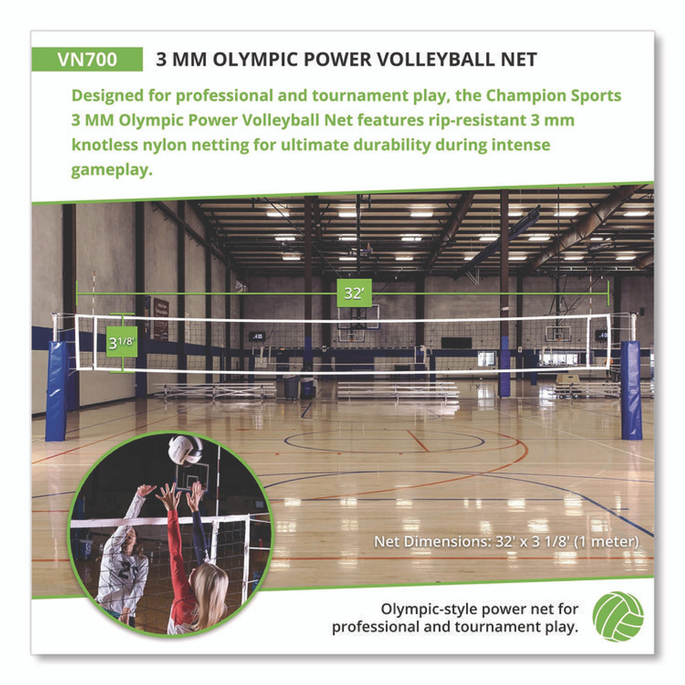 CHAMPION SPORT Sports VN700 Olympic Power Volleyball Net, 32 ft x 3 ft