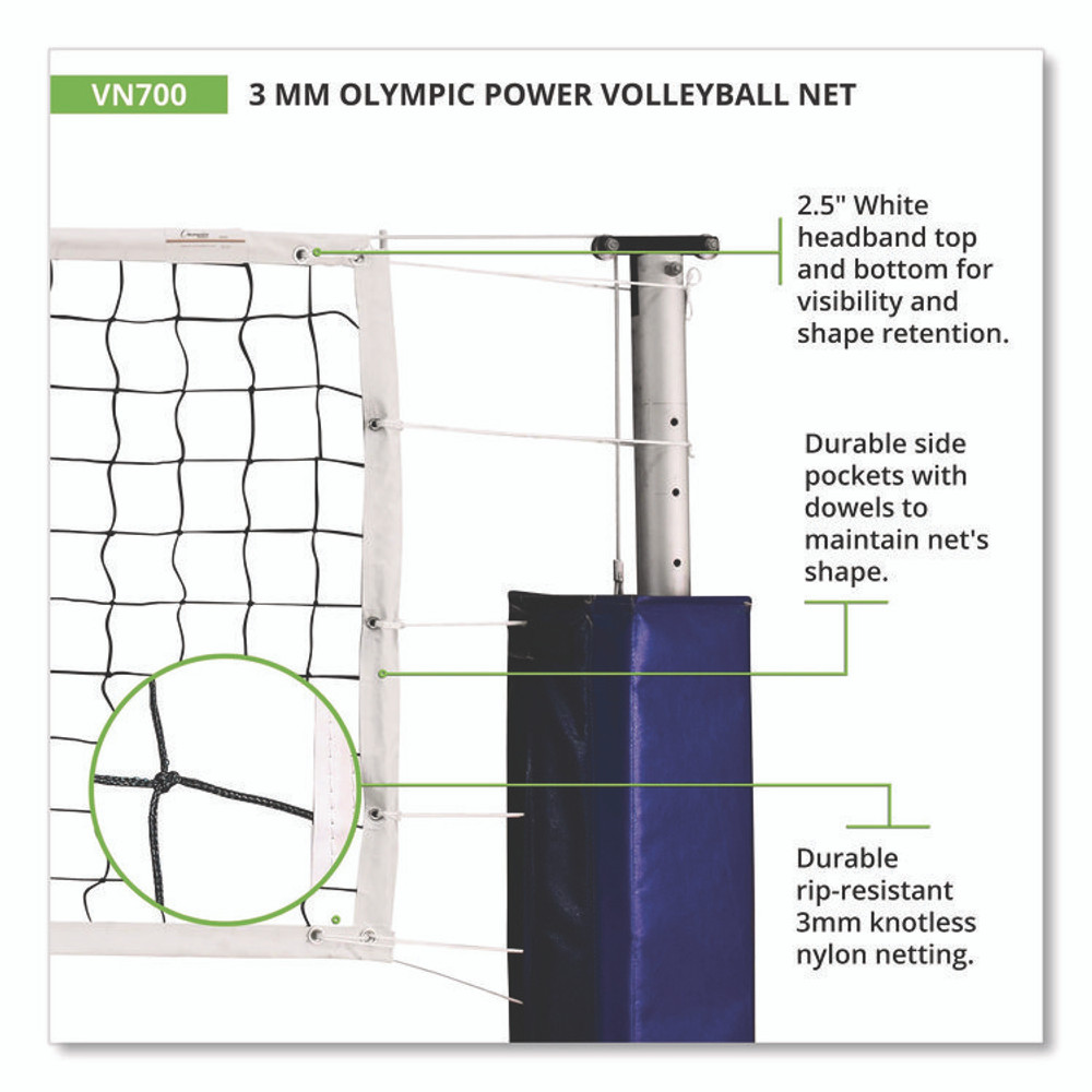 CHAMPION SPORT Sports VN700 Olympic Power Volleyball Net, 32 ft x 3 ft
