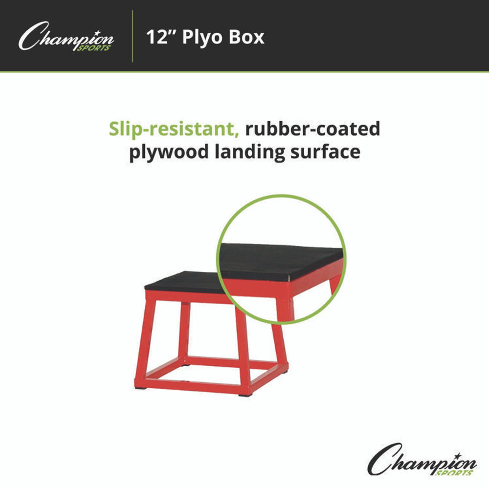 CHAMPION SPORT Sports PXB12 Plyo Box, 15" x 15", Plywood/Rubber/Steel, Red/Black