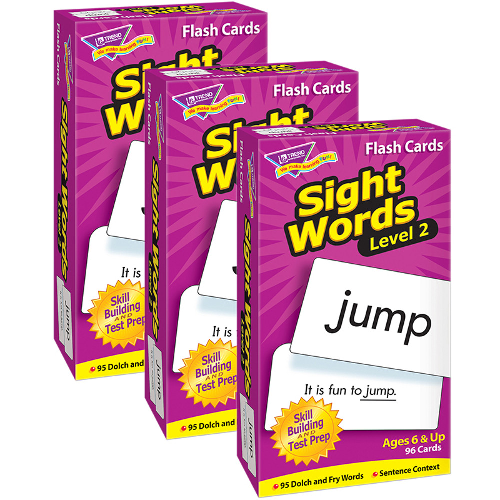 TREND ENTERPRISES INC. TREND Sight Words – Level 2 Skill Drill Flash Cards, 3 Packs