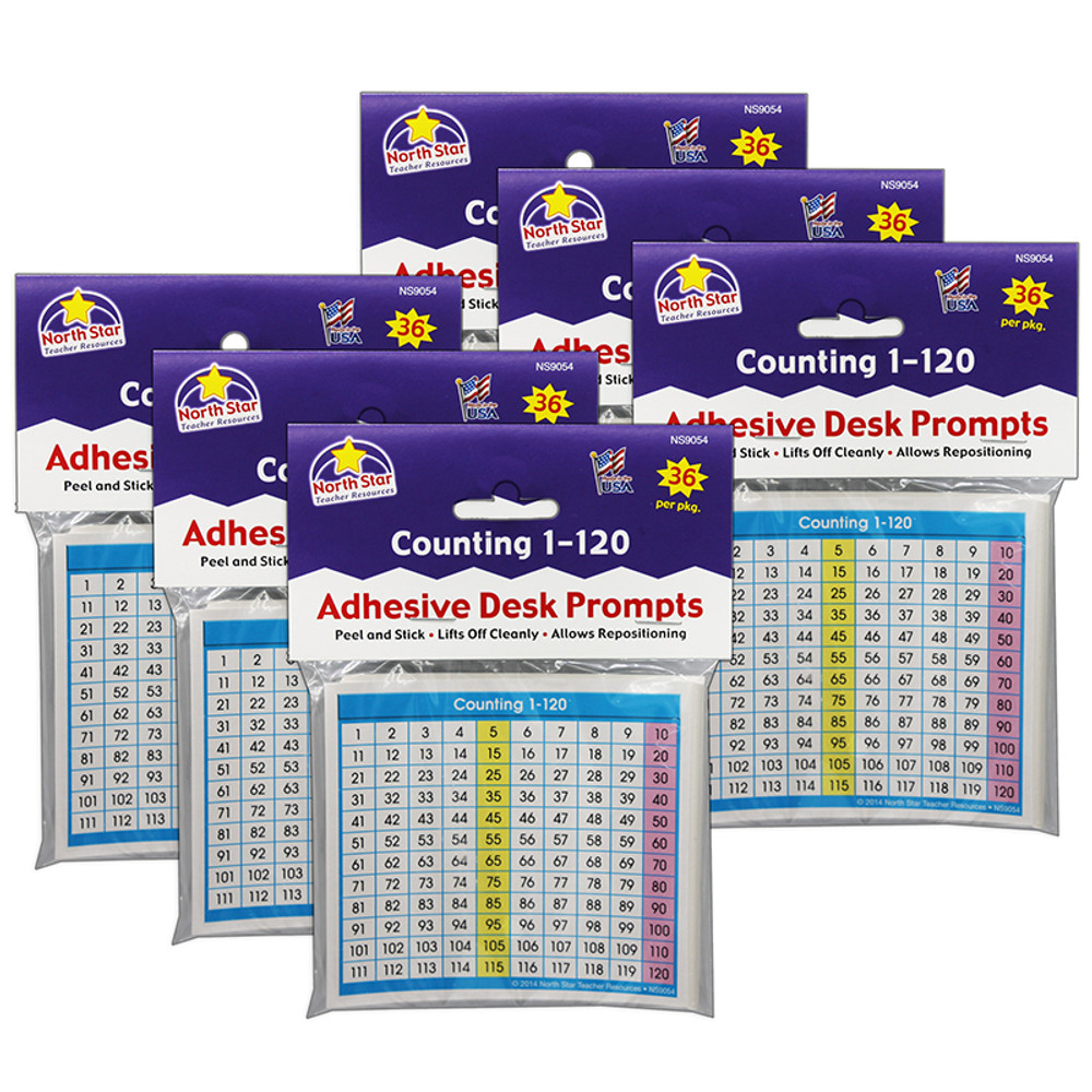 NORTH STAR TEACHER RESOURCE North Star Teacher Resources Adhesive Counting 1-120 Desk Prompts, 36 Per Pack, 6 Packs