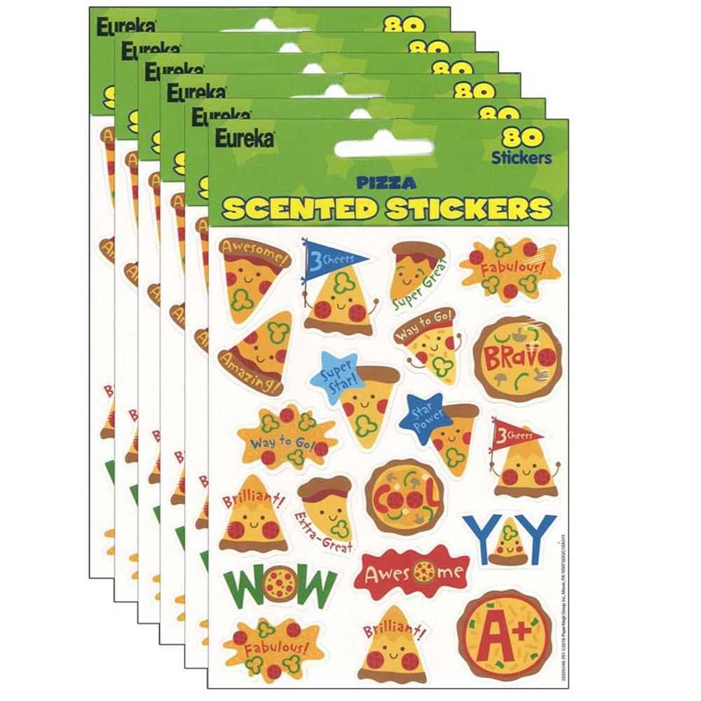 EUREKA Eureka® Pizza Scented Stickers, 80 Per Pack, 6 Packs