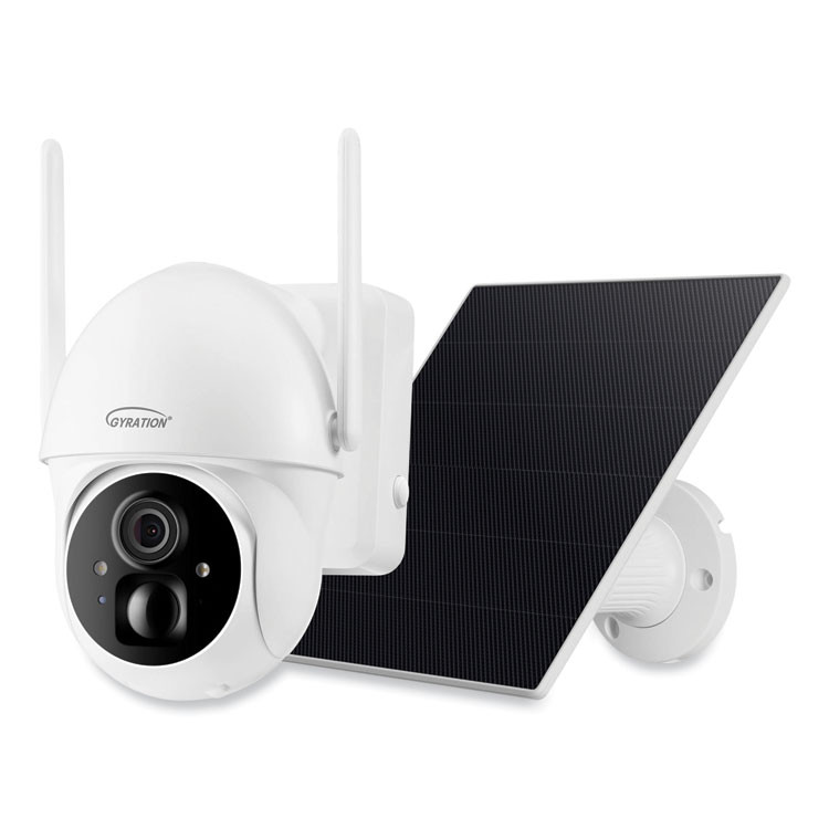ADESSO INC Gyration® CYBRVIEW3020 Cyberview 3020 3MP Smart WiFi Pan/Tilt Camera with Solar Panel, 2304 x 1296 Pixels