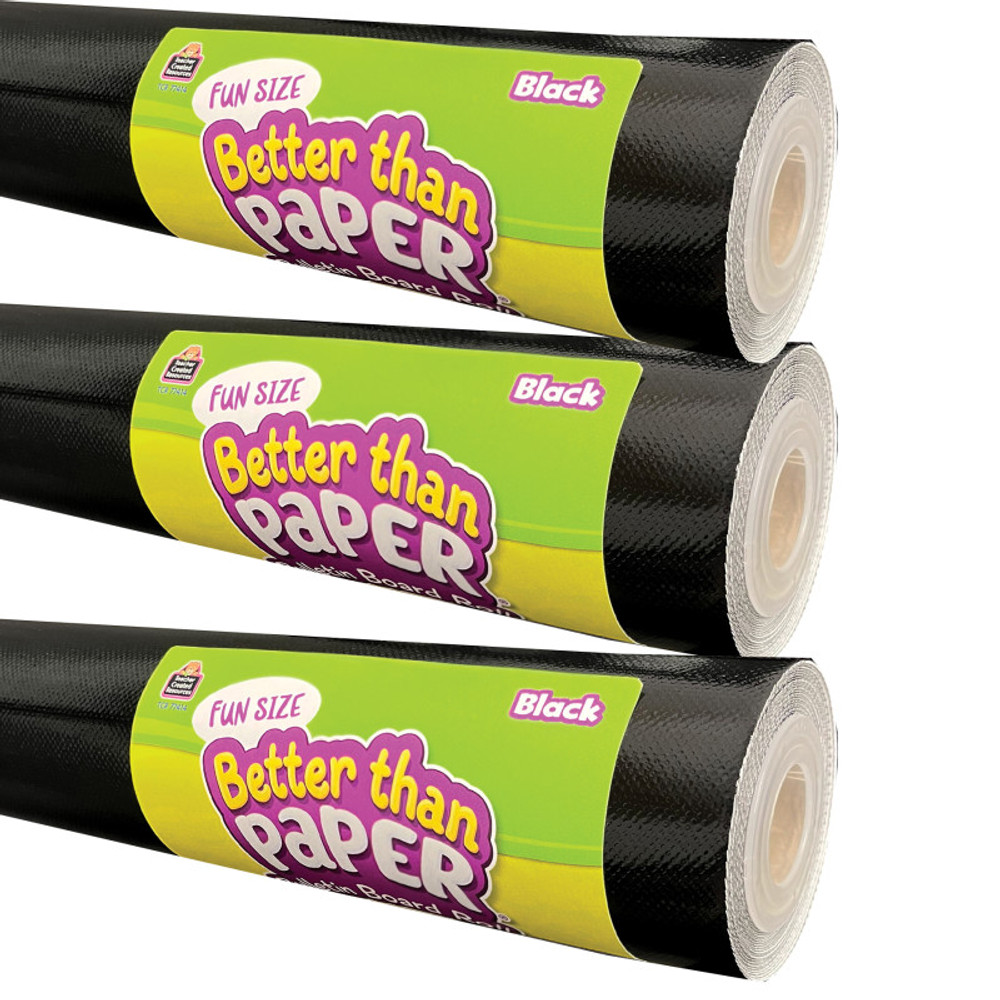 TEACHER CREATED RESOURCES Teacher Created Resources® Fun Size Better Than Paper® Bulletin Board Roll, 18" x 12', Black, Pack of 3