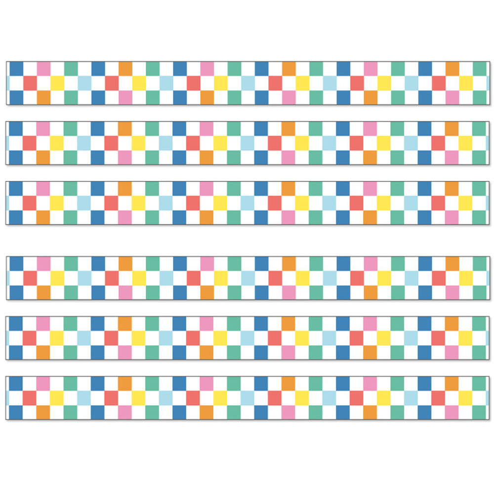 CARSON DELLOSA EDUCATION Carson Dellosa Education We Stick Together Checkered Rainbow Straight Bulletin Board Borders, 36 Feet Per Pack, 6 Packs