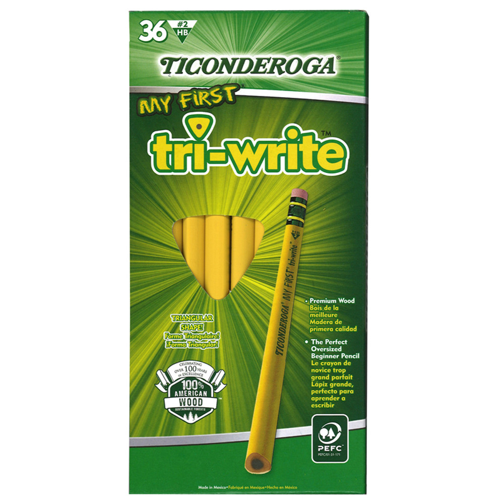 DIXON TICONDEROGA CO Ticonderoga® My First Tri-Write Primary Size No. 2 Pencils with Eraser, Box of 36