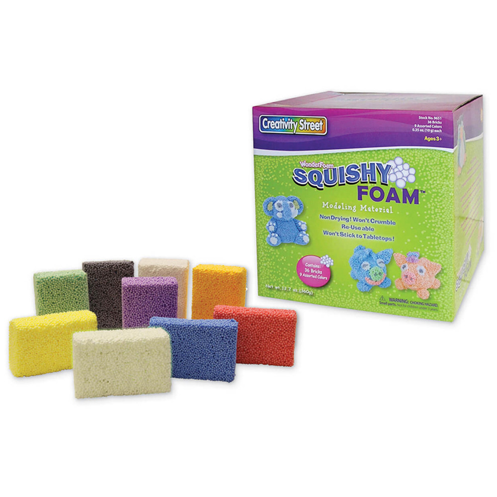 DIXON TICONDEROGA CO Creativity Street® Squishy Foam®, 9 Assorted Colors, 0.35 oz. Per Piece, 36 Pieces