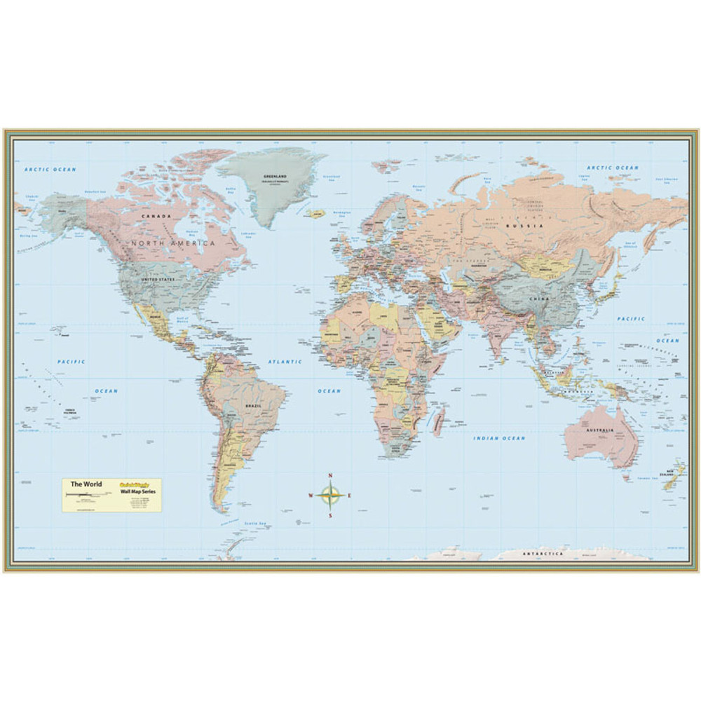 BARCHARTS, INC. QuickStudy® World Map Laminated Poster, 50" x 32"