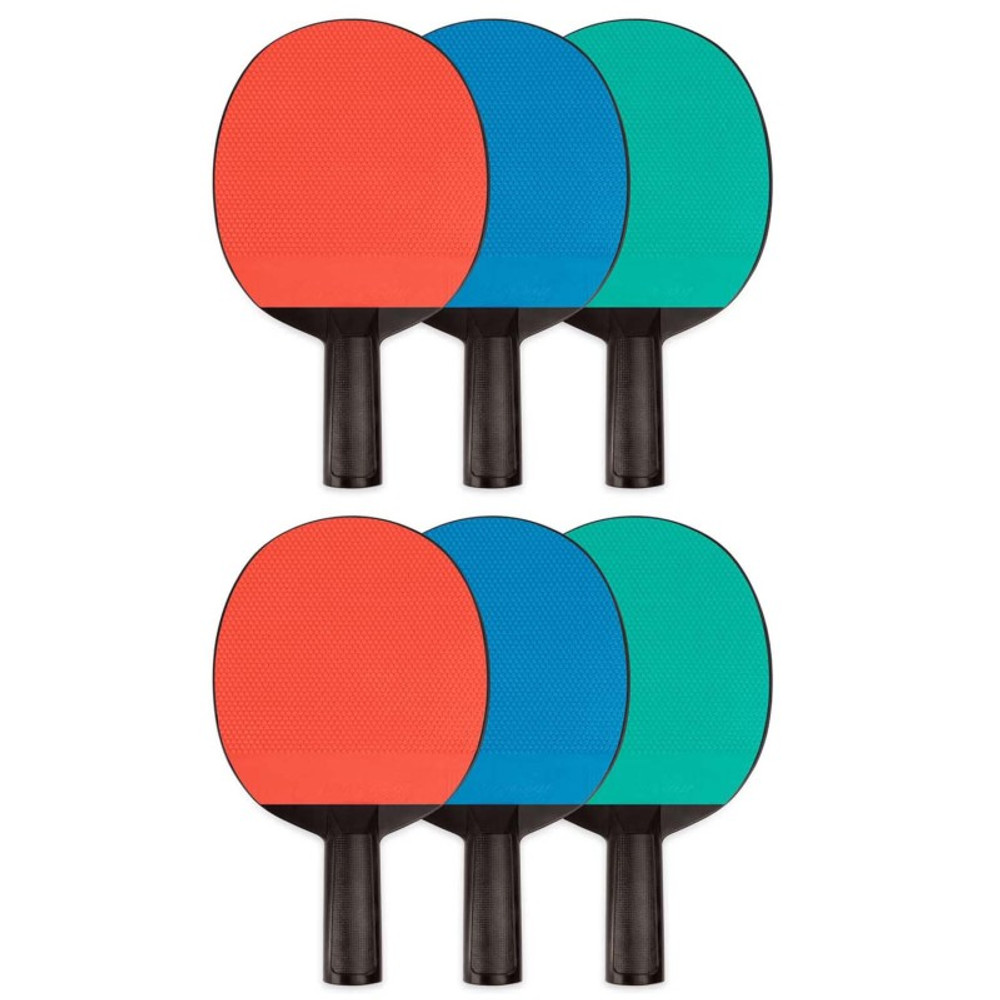 CHAMPION SPORTS Champion Sports Plastic Rubber Face Table Tennis Paddle, Pack of 6