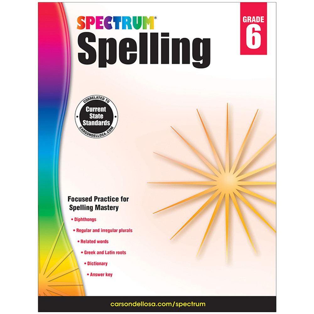 CARSON DELLOSA EDUCATION Spectrum® Spelling Workbook, Grade 6, Paperback