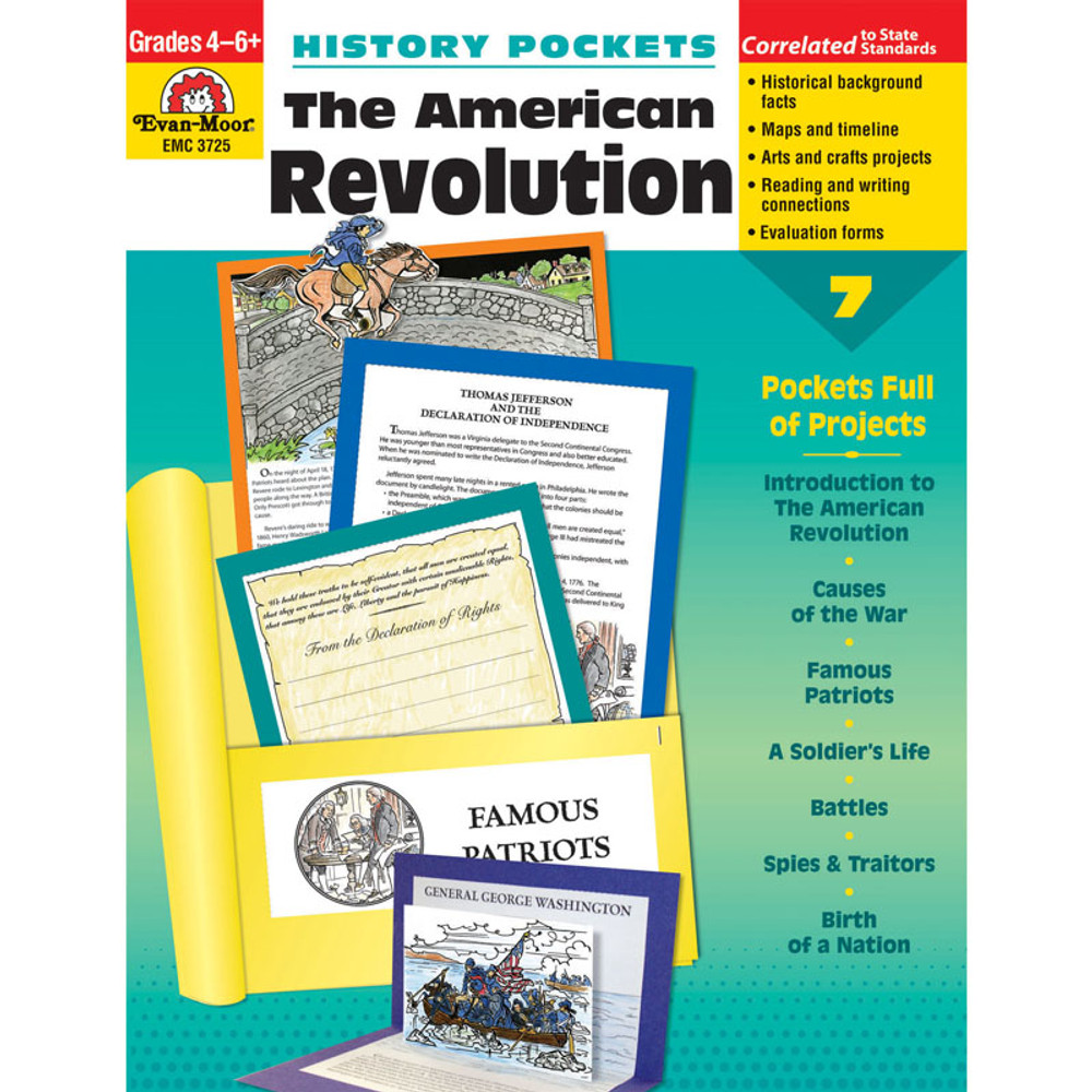 EVAN-MOOR Evan-Moor Educational Publishers History Pockets: The American Revolution Book, Grades 4-6+