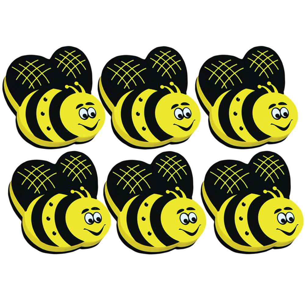 ASHLEY PRODUCTIONS Ashley Productions® Magnetic Whiteboard Eraser, Bee, Pack of 6