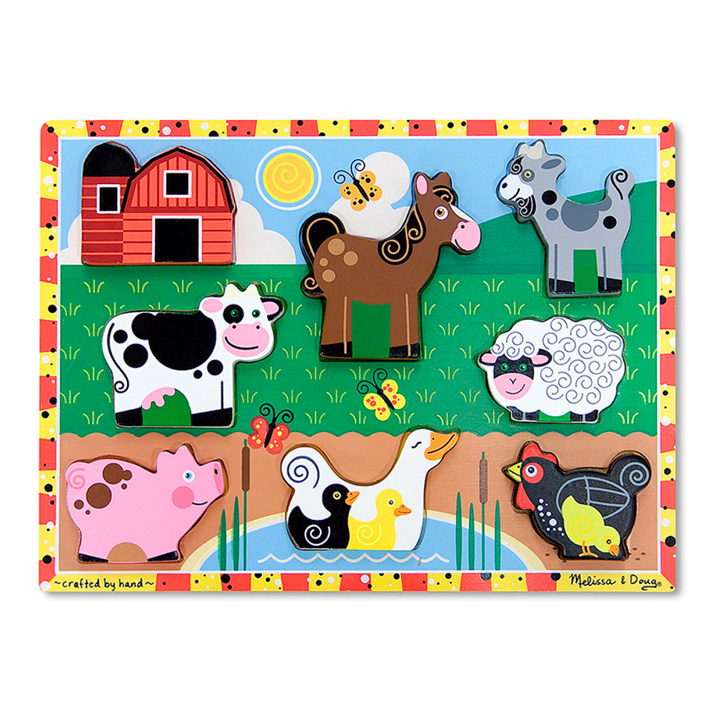 MELISSA & DOUG Melissa & Doug Farm Animals Chunky Puzzle, 9" x 12", 8 Pieces