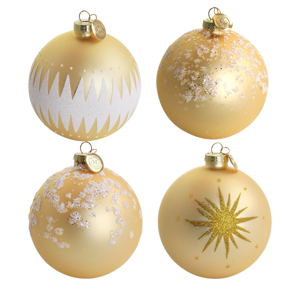 GIBSON OVERSEAS INC. 995117508M Martha Stewart Holiday Ball Ornament 4-Piece Set, 5inH x 4inW x 4inD, Gold