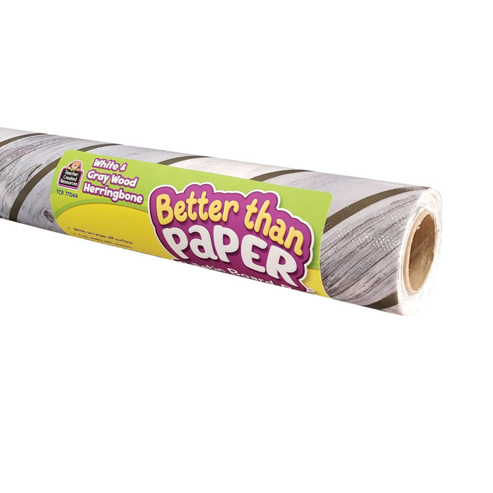 TEACHER CREATED RESOURCES Teacher Created Resources® Better Than Paper® Bulletin Board Roll, 4' x 12', Herringbone White Wood Design, Pack of 4