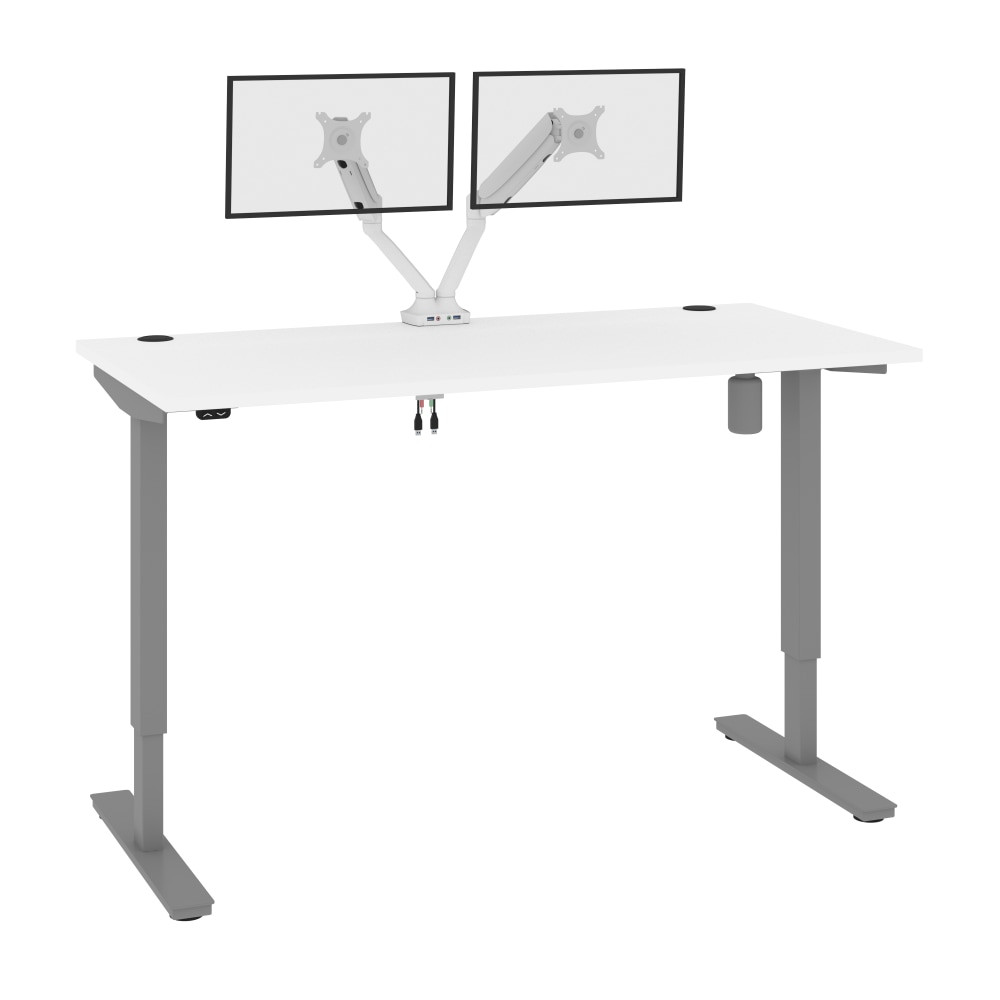 BESTAR INC. 175870-000017 Bestar Upstand Electric 60inW Standing Desk With Dual Monitor Arm, White