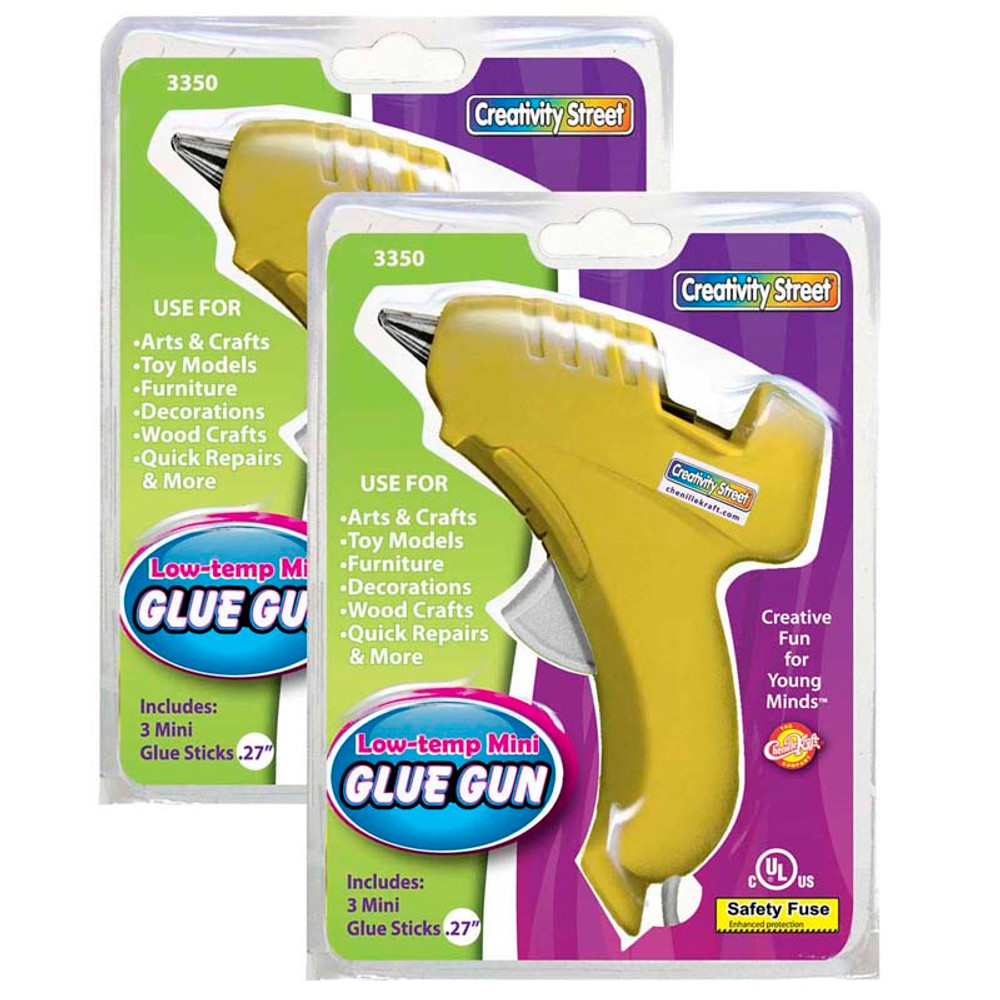 DIXON TICONDEROGA CO Creativity Street® Low-Temp Mini Glue Gun, Yellow, 5.5" x 4", 1 Glue Gun + 3 Glue Sticks Per Pack, 2 Packs